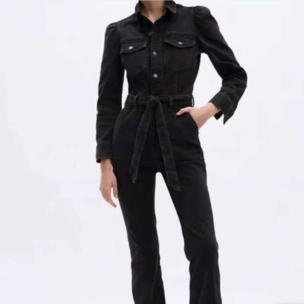 Gap Black Denim Jumpsuit Size 10 NWT Without Belt